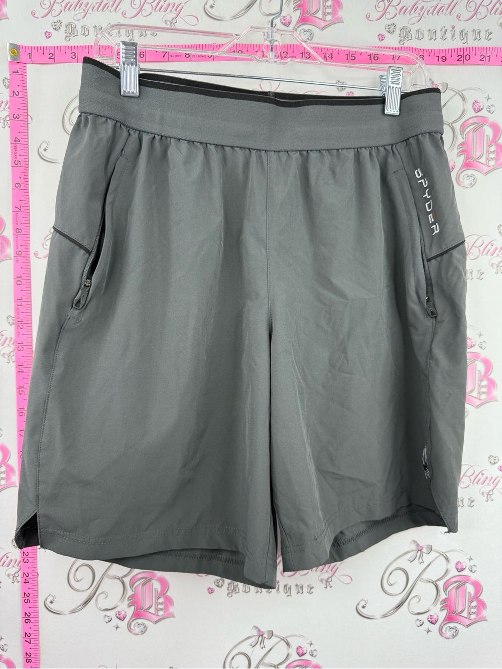 Spyder shorts Men’s Gray Athletic Shorts with Zip Pockets